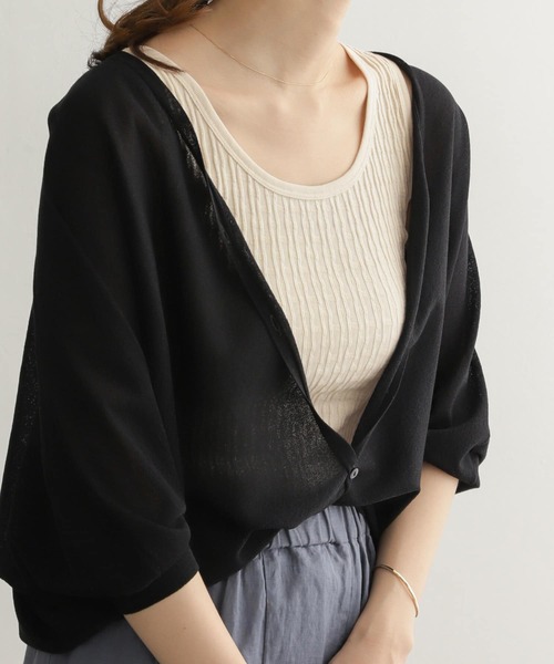 URBAN RESEARCH DOORS(アーバンリサーチドアーズ)の「変形ランダムテレコタンクトップ(タンクトップ・レディース・ブラック/ナチュラル・ONE)」の2枚目の写真