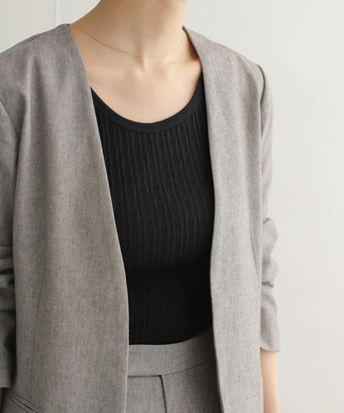 URBAN RESEARCH DOORS(アーバンリサーチドアーズ)の「変形ランダムテレコタンクトップ(タンクトップ・レディース・ブラック/ナチュラル・ONE)」の1枚目の写真