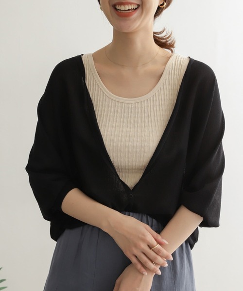 URBAN RESEARCH DOORS(アーバンリサーチドアーズ)の「変形ランダムテレコタンクトップ(タンクトップ・レディース・ブラック/ナチュラル・ONE)」の3枚目の写真