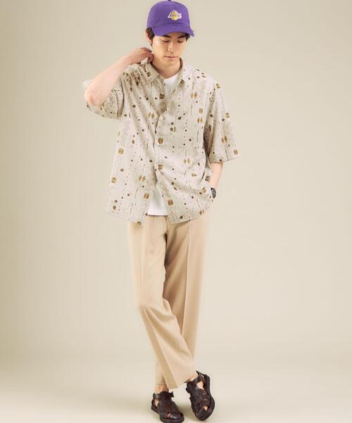 green label relaxing(グリーンレーベルリラクシング)の「CM エステルプリント ルーズ ショートスリーブ 半袖 総柄 シャツ(シャツ/ブラウス・メンズ・ネイビー/ダークグレー/ベージュ・SMALL/MEDIUM/LARGE)」の6枚目の写真