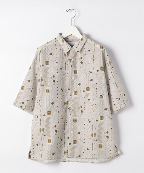 green label relaxing(グリーンレーベルリラクシング)の「CM エステルプリント ルーズ ショートスリーブ 半袖 総柄 シャツ(シャツ/ブラウス・メンズ・ネイビー/ダークグレー/ベージュ・SMALL/MEDIUM/LARGE)」の8枚目の写真