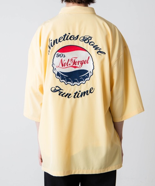 WEGO(ウィゴー)の「WEGO/ビンテージロゴ刺繍ビッグシルエット5分袖シャツ(シャツ/ブラウス・メンズ・ホワイト/ダークグリーン/イエロー・MEDIUM/LARGE)」の19枚目の写真