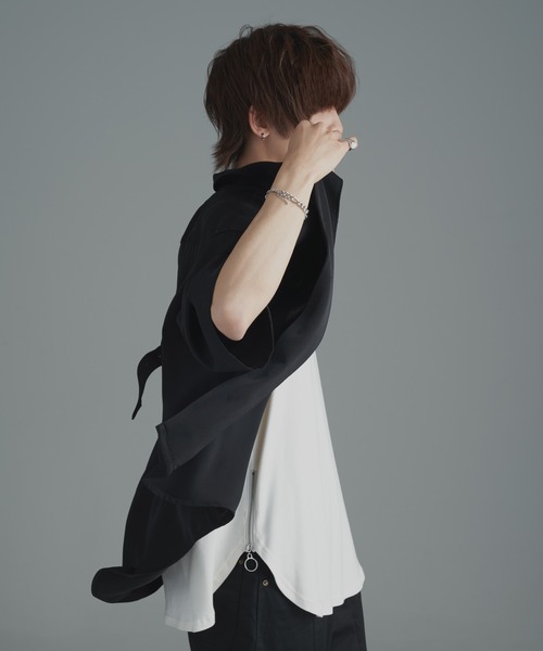 ADRER（アドラー）の「high drape back belt open collar shirt/ハイドレープバックベルトオープンカラーシャツ（シャツ/ブラウス・メンズ・ブラック/グレー・SMALL/MEDIUM/LARGE/X-SMALL）」の12枚目の写真