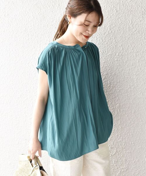 専用★新品　ハグオーワー　24ssシフォンギャザーブラウス　グレイッシュパープル 専用☆新品 ハグオーワー 24ssシフォンギャザーブラウス