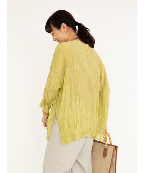 Green　Parks（グリーンパークス）の「シアーワッシャーブラウス＊（シャツ/ブラウス・レディース・イエロー/オフホワイト/チャコールグレー/パープル・FREE）」の16枚目の写真