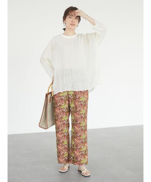 Green　Parks（グリーンパークス）の「シアーワッシャーブラウス＊（シャツ/ブラウス・レディース・イエロー/オフホワイト/チャコールグレー/パープル・FREE）」の7枚目の写真