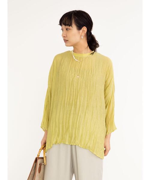 Green　Parks（グリーンパークス）の「シアーワッシャーブラウス＊（シャツ/ブラウス・レディース・イエロー/オフホワイト/チャコールグレー/パープル・FREE）」の22枚目の写真