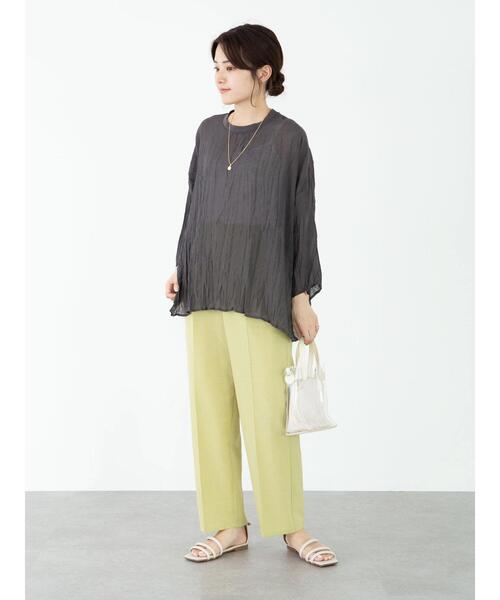 Green　Parks（グリーンパークス）の「シアーワッシャーブラウス＊（シャツ/ブラウス・レディース・イエロー/オフホワイト/チャコールグレー/パープル・FREE）」の21枚目の写真