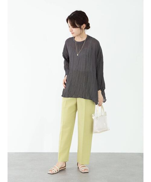 Green　Parks（グリーンパークス）の「シアーワッシャーブラウス＊（シャツ/ブラウス・レディース・イエロー/オフホワイト/チャコールグレー/パープル・FREE）」の20枚目の写真