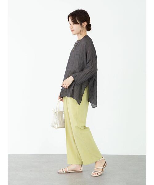 Green　Parks（グリーンパークス）の「シアーワッシャーブラウス＊（シャツ/ブラウス・レディース・イエロー/オフホワイト/チャコールグレー/パープル・FREE）」の19枚目の写真