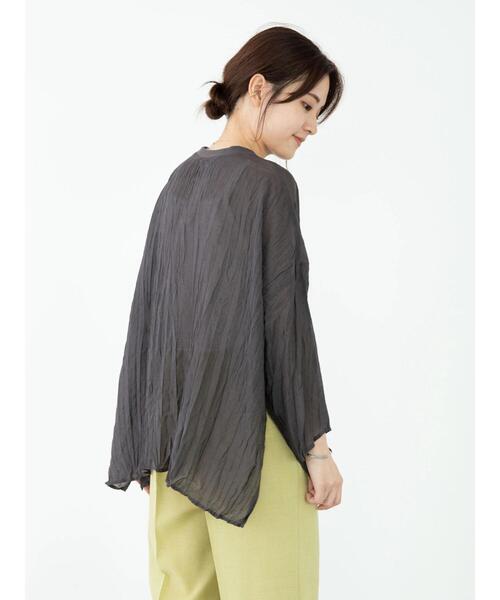 Green　Parks（グリーンパークス）の「シアーワッシャーブラウス＊（シャツ/ブラウス・レディース・イエロー/オフホワイト/チャコールグレー/パープル・FREE）」の17枚目の写真