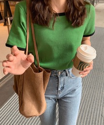 JUNOAH | バイカラーリブカットソー(Tシャツ/カットソー)