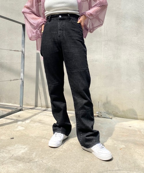 WHO'S WHO gallery（フーズフーギャラリー）の「ステッチデニム（デニムパンツ・レディース・ブラック/サックスブルー/キナリ・FREE）」の2枚目の写真