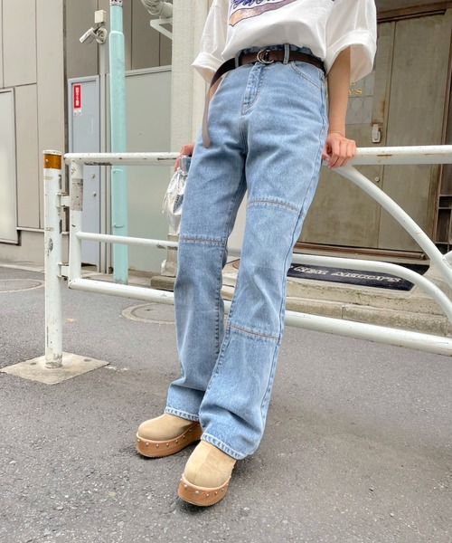 WHO'S WHO gallery（フーズフーギャラリー）の「ステッチデニム（デニムパンツ・レディース・ブラック/サックスブルー/キナリ・FREE）」の20枚目の写真