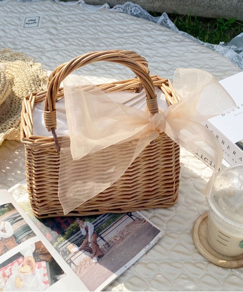 apres jour(アプレジュール)の「【apres jour×ARIAZ】リボン付きかごバッグ(かごバッグ・レディース・ナチュラル・FREE)」の1枚目の写真