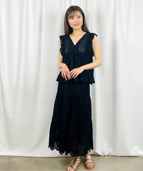 QuON(クオン)の「エンブロコットンレース ノースリブラウス(シャツ/ブラウス・レディース・ホワイト/ブラック/グリーン・FREE)」の15枚目の写真