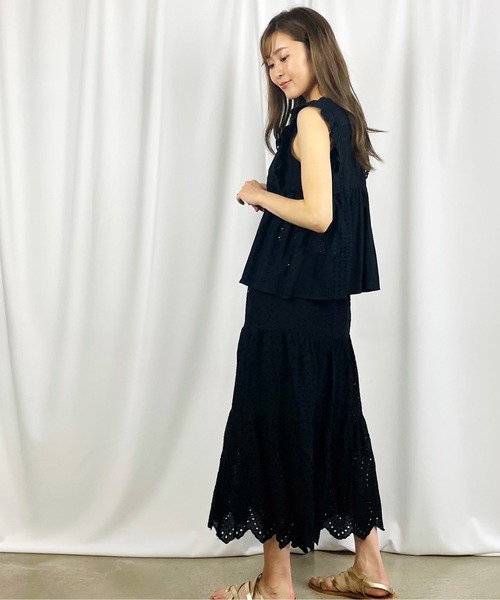 QuON(クオン)の「エンブロコットンレース ノースリブラウス(シャツ/ブラウス・レディース・ホワイト/ブラック/グリーン・FREE)」の17枚目の写真