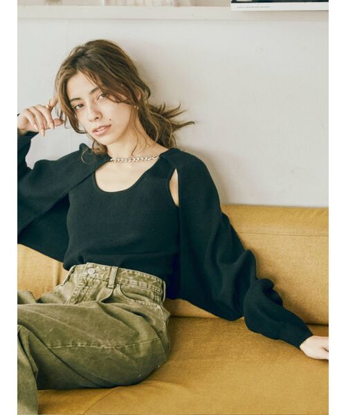 EVRIS（エヴリス）の「ボリュームテーパードデニムパンツ（デニムパンツ・レディース・ブラック/ブラウン/カーキ・SMALL/MEDIUM）」の10枚目の写真