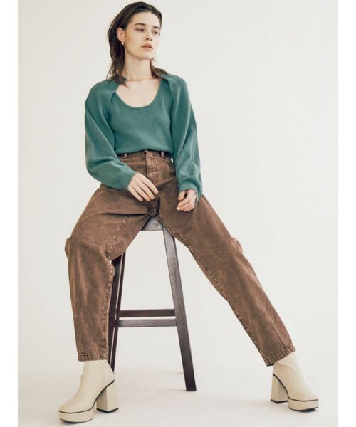 EVRIS（エヴリス）の「ボリュームテーパードデニムパンツ（デニムパンツ・レディース・ブラック/ブラウン/カーキ・SMALL/MEDIUM）」の22枚目の写真