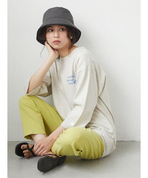 Green　Parks（グリーンパークス）の「ベルギーリネンブレンド ストレートパンツ＊（その他パンツ・レディース・ブラック/オフホワイト/カーキ/ピンク/イエロー・FREE）」の22枚目の写真