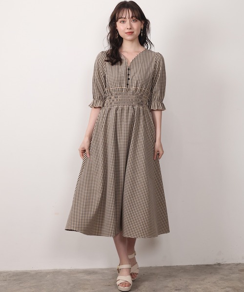 チェック ネックウエストゴム シャーリングワンピース ワンピース Astoria Odier アストリアオディール のファッション通販 Zozotown