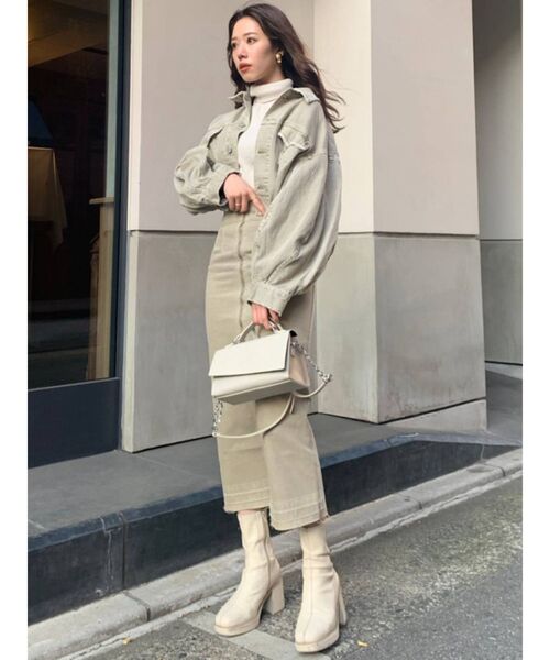 MURUA(ムルーア)の「フロントZIPタイトスカート(スカート・レディース・ベージュ・1/2)」の2枚目の写真