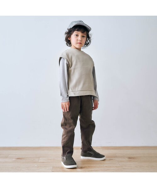 apres les cours（アプレレクール）の「カーブシルエットストレッチパンツ 10分丈（その他パンツ・キッズ・ダークブラウン/オフホワイト/マスタード/サックスブルー・100/110/120/130/140/80/90）」の5枚目の写真