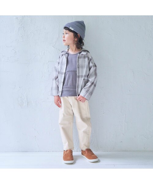 apres les cours（アプレレクール）の「カーブシルエットストレッチパンツ 10分丈（その他パンツ・キッズ・ダークブラウン/オフホワイト/マスタード/サックスブルー・100/110/120/130/140/80/90）」の9枚目の写真