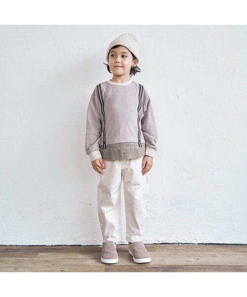 apres les cours（アプレレクール）の「カーブシルエットストレッチパンツ 10分丈（その他パンツ・キッズ・ダークブラウン/オフホワイト/マスタード/サックスブルー・100/110/120/130/140/80/90）」の11枚目の写真