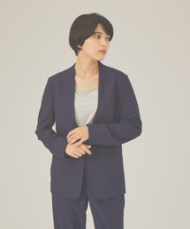 abahouse mavie | ecru　ストレッチツイルジャケット(ノーカラージャケット)