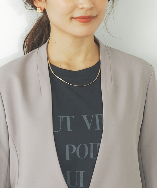 abahouse mavie（アバハウスマヴィ）の「ecru　ストレッチツイルジャケット（ノーカラージャケット・レディース・ネイビー/グレイッシュベージュ/ブラック/アイボリー/ダークネイビー/ブルー系その他/グレー系その他・36/38）」の21枚目の写真