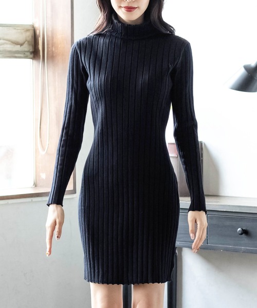Julia Boutique(ジュリアブティック)の「タートルネックタイトミニワンピース/21530(ワンピース・レディース・ブラック/ベージュ/アイボリー/ボルドー/ピンク/ブルー・ONE)」の13枚目の写真