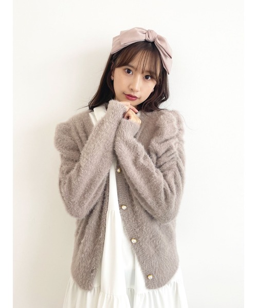 Honey Salon（ハニーサロン）の「パワショルシャギーニットカーディガン（カーディガン/ボレロ・レディース・ブラック/オフホワイト/グレー系その他・FREE）」の3枚目の写真