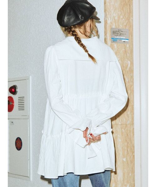 jouetie（ジュエティ）の「ピンタックティアードチュニック（シャツ/ブラウス・レディース・ブラック/オフホワイト/その他1・MEDIUM）」の8枚目の写真