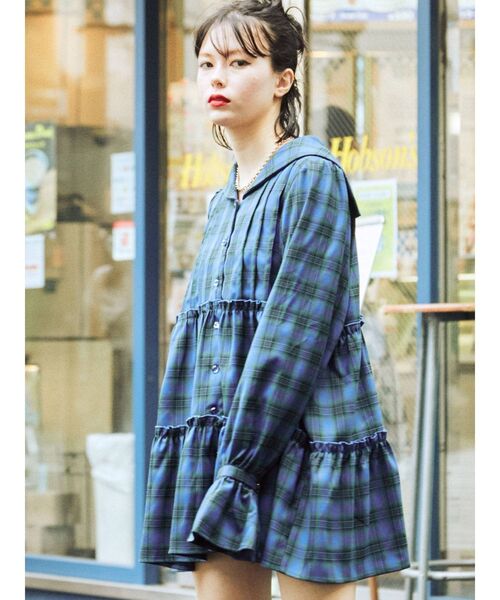 jouetie（ジュエティ）の「ピンタックティアードチュニック（シャツ/ブラウス・レディース・ブラック/オフホワイト/その他1・MEDIUM）」の18枚目の写真