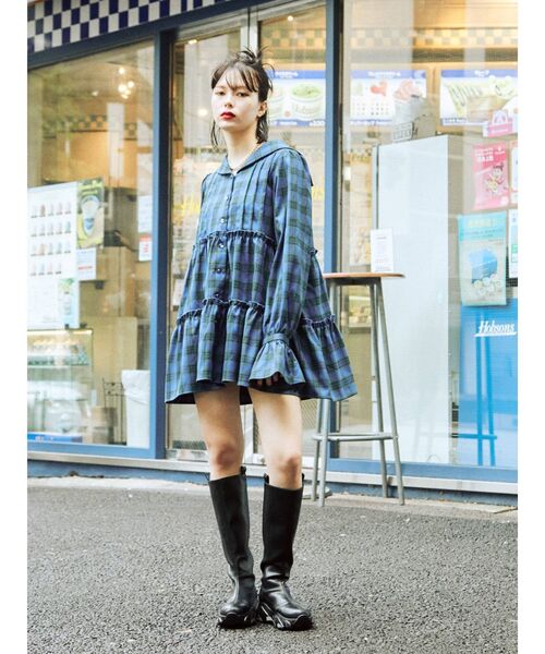 jouetie（ジュエティ）の「ピンタックティアードチュニック（シャツ/ブラウス・レディース・ブラック/オフホワイト/その他1・MEDIUM）」の11枚目の写真