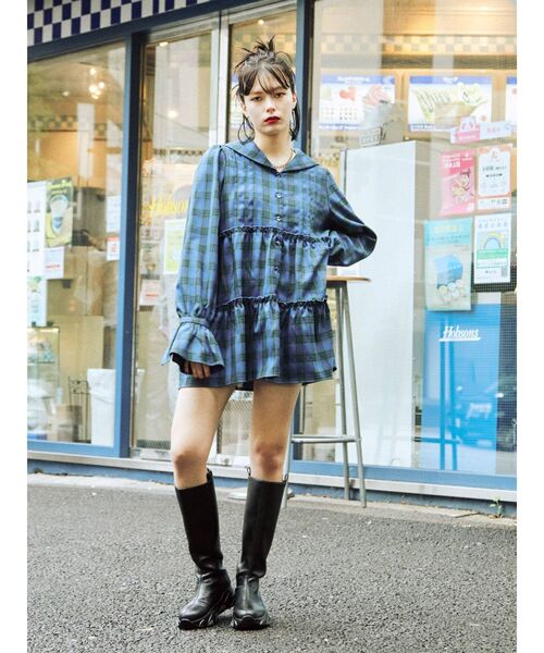 jouetie（ジュエティ）の「ピンタックティアードチュニック（シャツ/ブラウス・レディース・ブラック/オフホワイト/その他1・MEDIUM）」の16枚目の写真