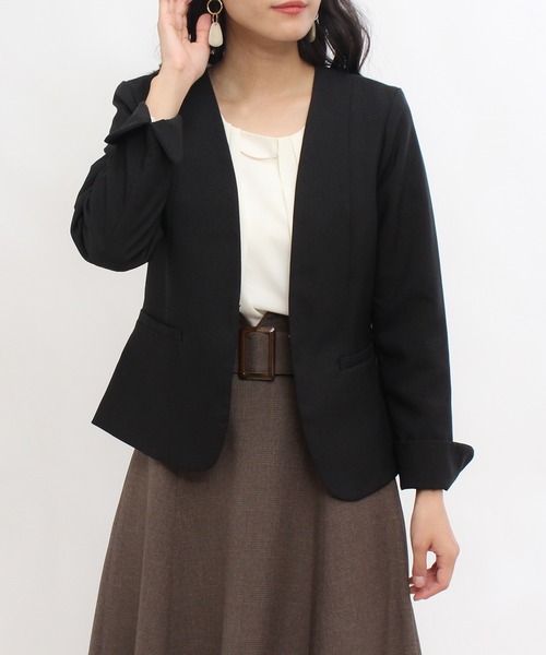 TRUDEA（トルディア）の「カチオンカラーレスジャケット（ノーカラージャケット・レディース・ライトグレー/ブラック/ネイビー/グレイッシュベージュ・MEDIUM/LARGE）」の19枚目の写真