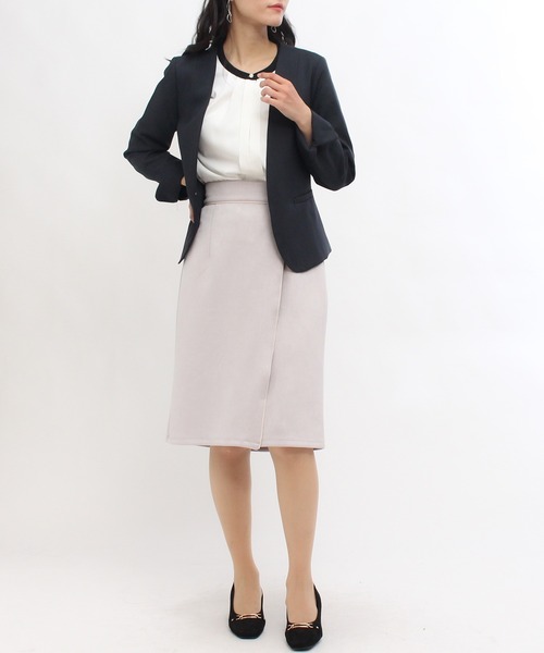 TRUDEA（トルディア）の「カチオンカラーレスジャケット（ノーカラージャケット・レディース・ライトグレー/ブラック/ネイビー/グレイッシュベージュ・MEDIUM/LARGE）」の18枚目の写真