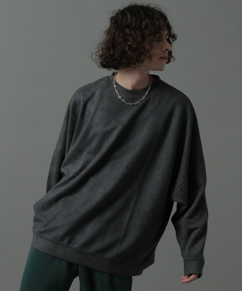 HARE（ハレ）の「ヌバックライクドルマンプルオーバー(HARE)（スウェット・メンズ・ライトグレー/グレー/ブラック/グリーン/チャコールグレー・MEDIUM/SMALL）」の11枚目の写真