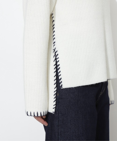 NATURAL BEAUTY BASIC（ナチュラルビューティーベーシック）の「ハンドステッチニット（ニット/セーター・レディース・オフホワイト/キャメル/ライトグリーン・MEDIUM）」の10枚目の写真