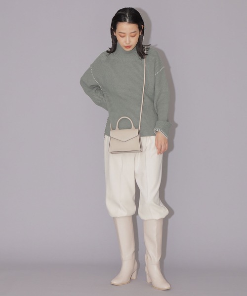 NATURAL BEAUTY BASIC（ナチュラルビューティーベーシック）の「ハンドステッチニット（ニット/セーター・レディース・オフホワイト/キャメル/ライトグリーン・MEDIUM）」の13枚目の写真