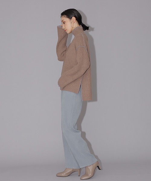 NATURAL BEAUTY BASIC（ナチュラルビューティーベーシック）の「ハンドステッチニット（ニット/セーター・レディース・オフホワイト/キャメル/ライトグリーン・MEDIUM）」の17枚目の写真