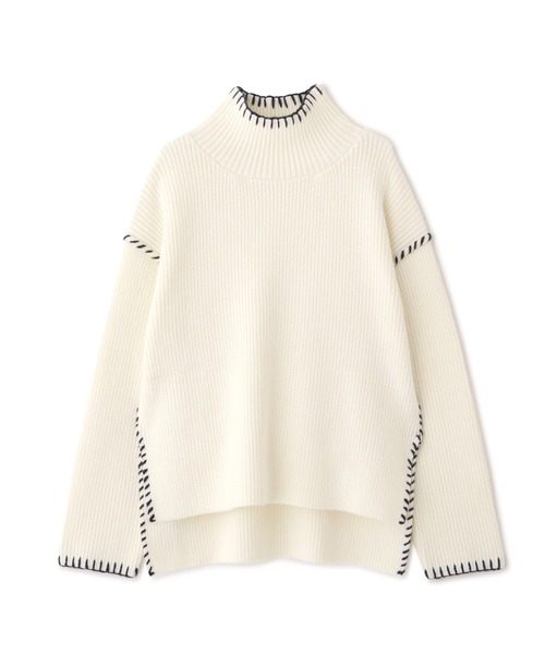 NATURAL BEAUTY BASIC（ナチュラルビューティーベーシック）の「ハンドステッチニット（ニット/セーター・レディース・オフホワイト/キャメル/ライトグリーン・MEDIUM）」の11枚目の写真