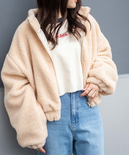 WEGO(ウィゴー)の「WEGO/ボアスタンドショートブルゾン(ブルゾン・レディース・アイボリー/その他1/その他2/ベージュ・SMALL/MEDIUM)」の12枚目の写真