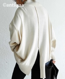 バックスリットハイネックニット