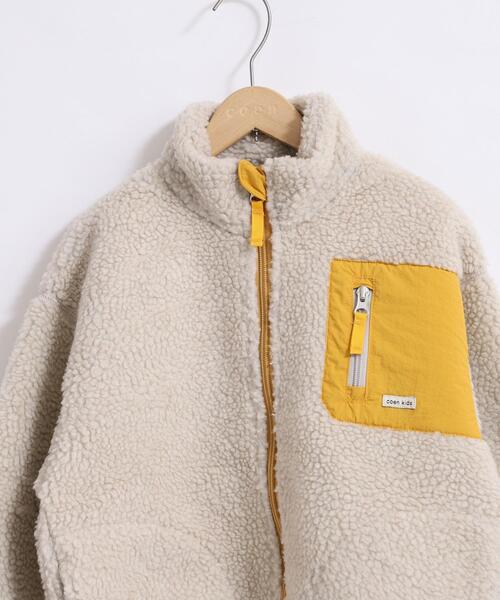 coen（コーエン）の「[洗える]ボアフリーススタンドカラージップブルゾン（ブルゾン・キッズ・グレー/オフホワイト・100/130/120/110）」の8枚目の写真