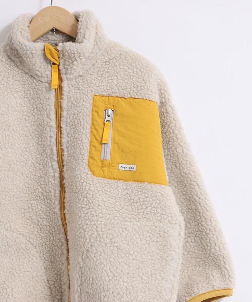 coen（コーエン）の「[洗える]ボアフリーススタンドカラージップブルゾン（ブルゾン・キッズ・グレー/オフホワイト・100/130/120/110）」の9枚目の写真