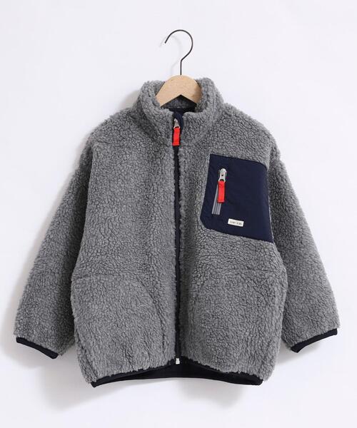 coen（コーエン）の「[洗える]ボアフリーススタンドカラージップブルゾン（ブルゾン・キッズ・グレー/オフホワイト・100/130/120/110）」の13枚目の写真