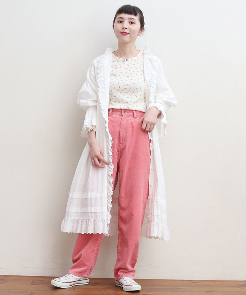 My Fav. CHILD WOMAN(マイファブチャイルドウーマン)の「11W双糸コールゆるスリムパンツ(その他パンツ・レディース・グリーン/ピンク/サックスブルー/ホワイト・38/36)」の10枚目の写真